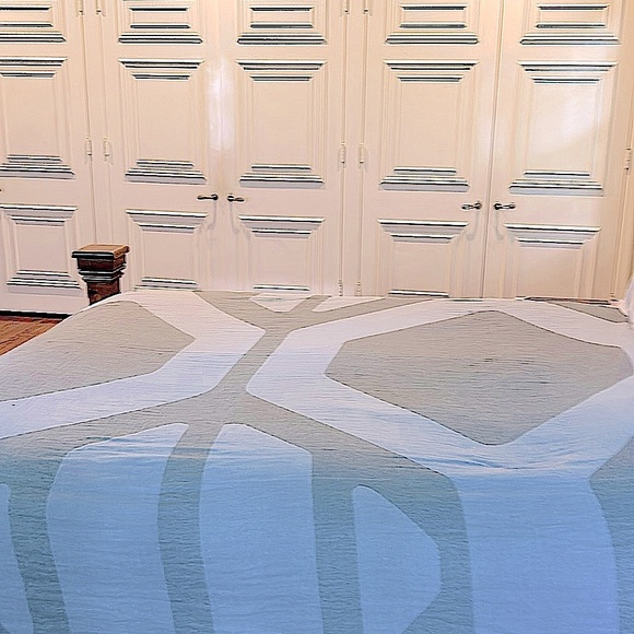 Handmade Other - Olive Green + Cream Modern 
Honeycomb Blanket King Size Organic Cotton Sample